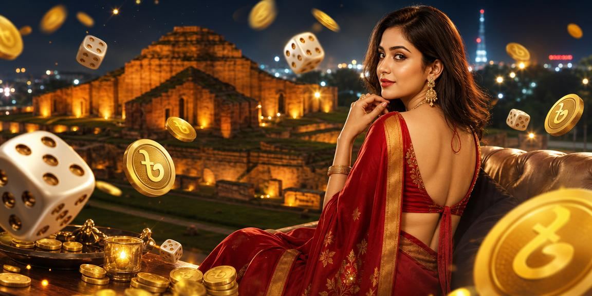 বাংলাদেশি টাকা ও ডাইস দিয়ে গেমিং পরিবেশের প্রতীকী চিত্র
